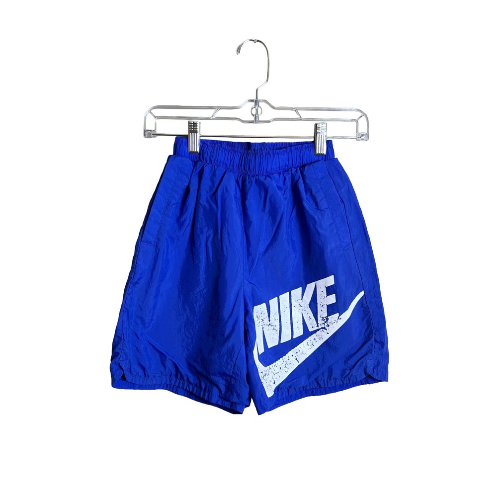 Nike Nylon Windrunner Shorts Blue Distressed Logo Youth Large